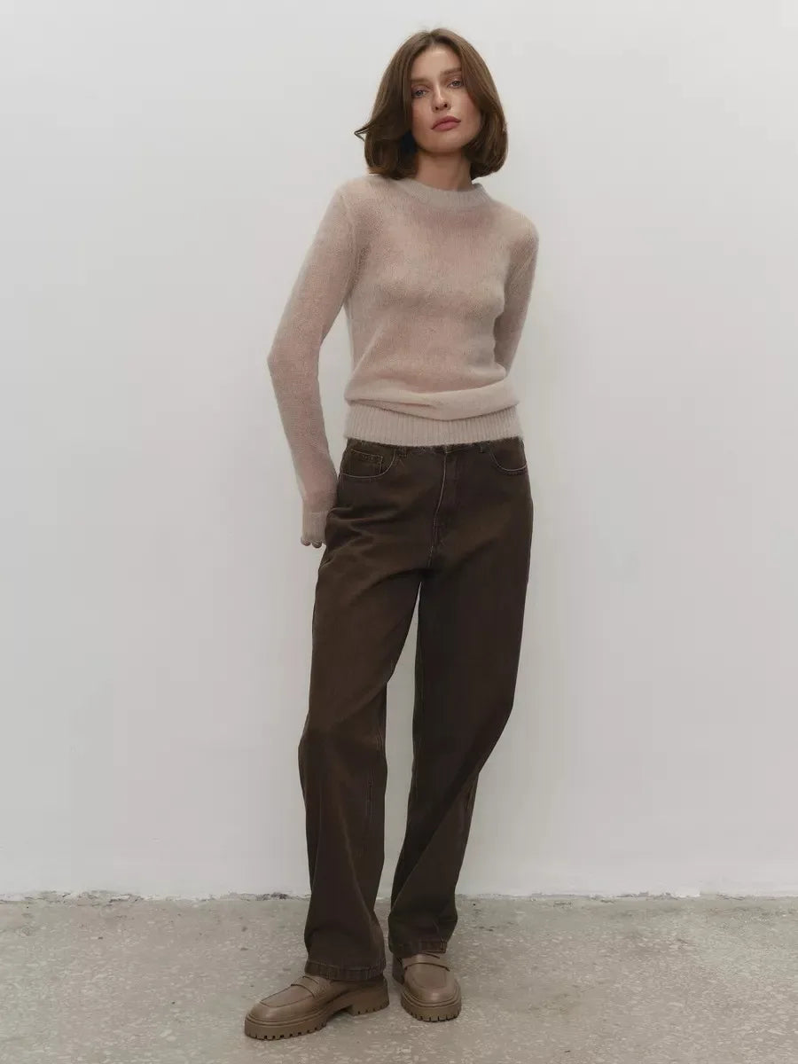 Round Neck Pullover Sweater For Women