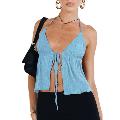 Summer Cami Top Bowknot Lace-Up Sleeveless Cropped Vest Elegant - Norellé
