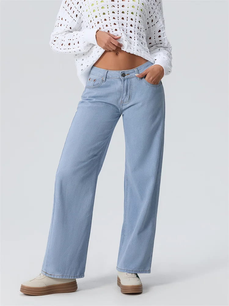 Women Wide Leg Boyfriend Jeans
