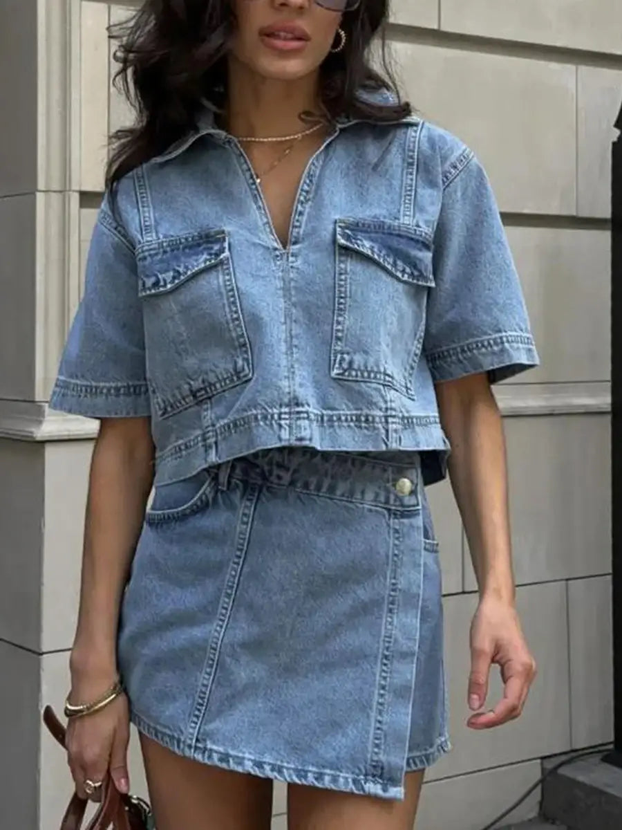 Women’s 2 Piece Denim Outfits Set