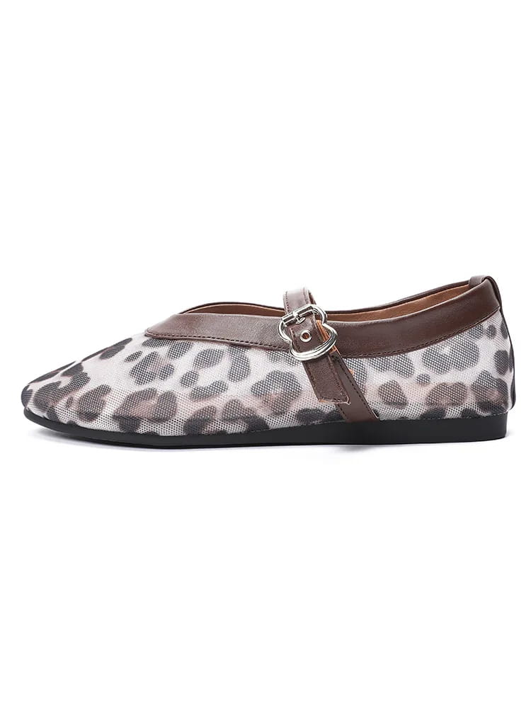 Women Leopard Mesh Breathable Flats Shoes