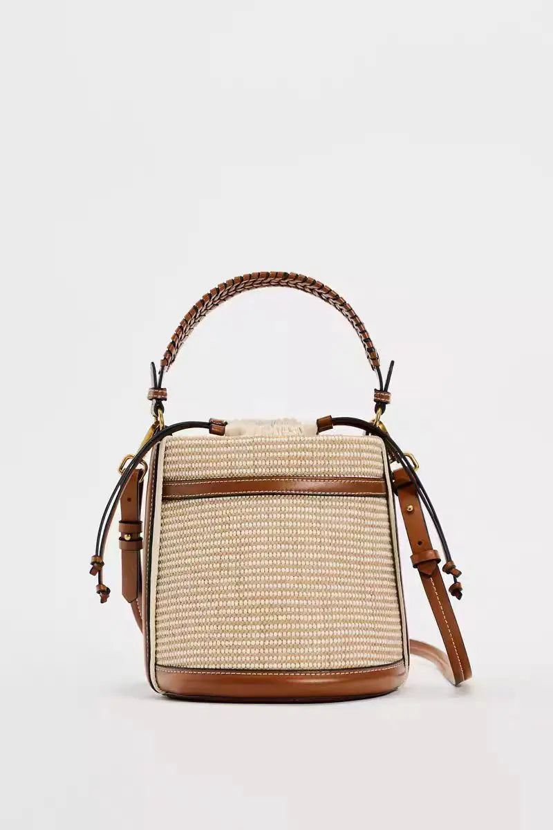 Straw Bucket Bag Weave Women Handbags Shoulder Crossbody Bags