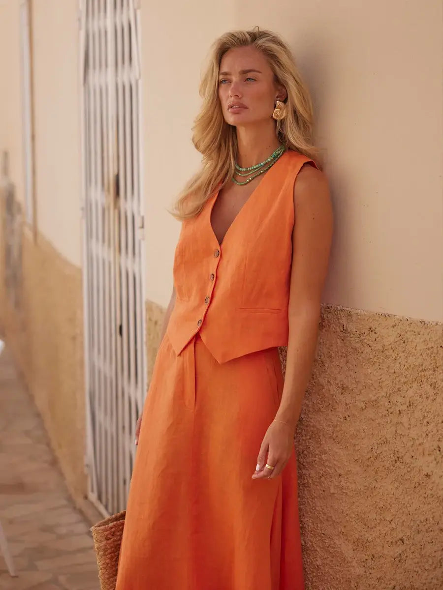 Womem’s Chic Vest Skirt Suit 2-Piece Set