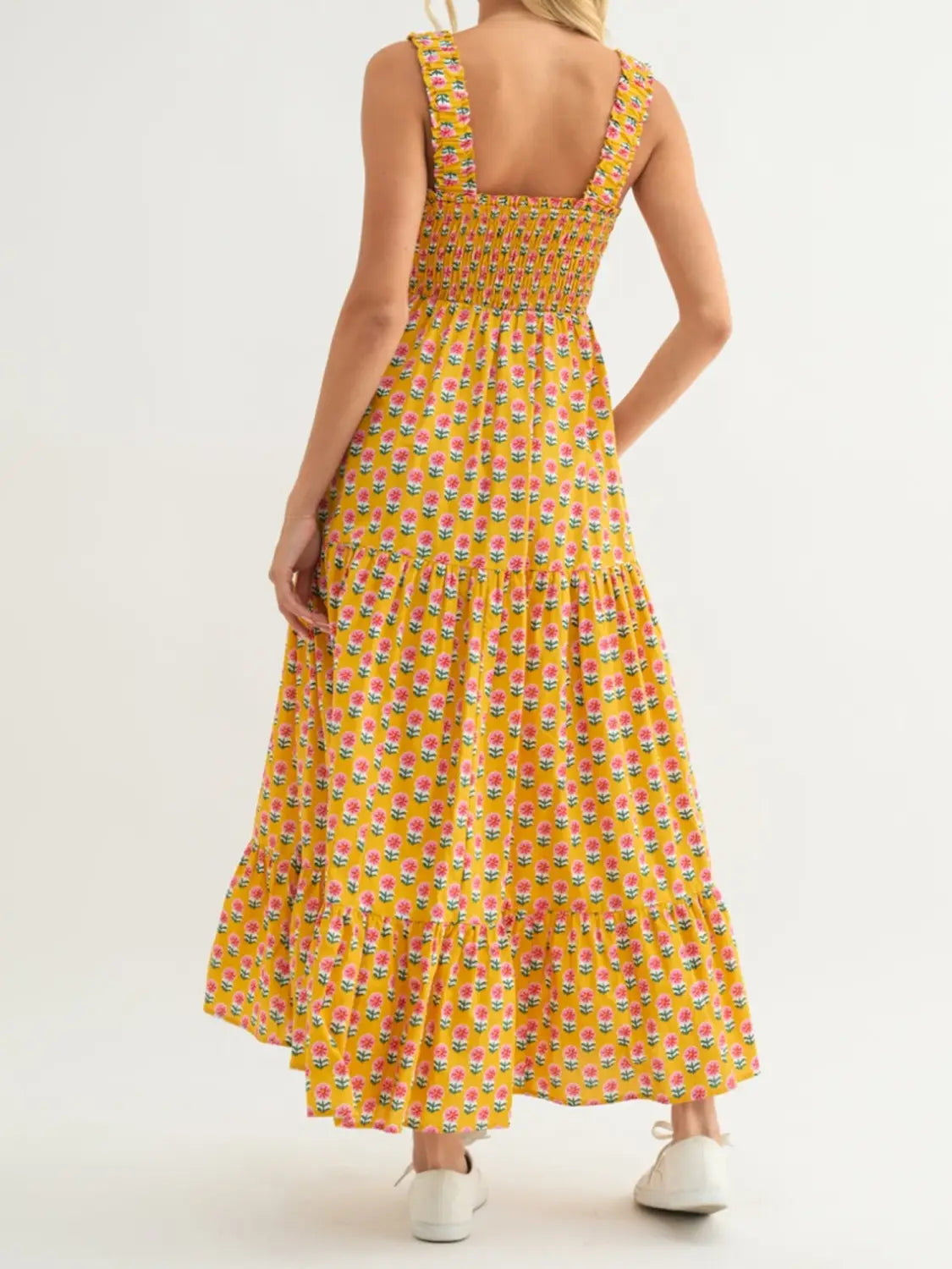 Women Bohemian Floral Print Sundress Backless