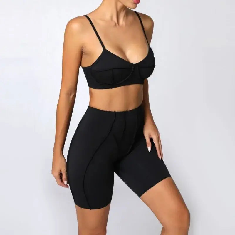 Seamless Yoga Sets Sports Fitness High Waist Hip-lifting Shapeing Leggings Backless Bra Suit