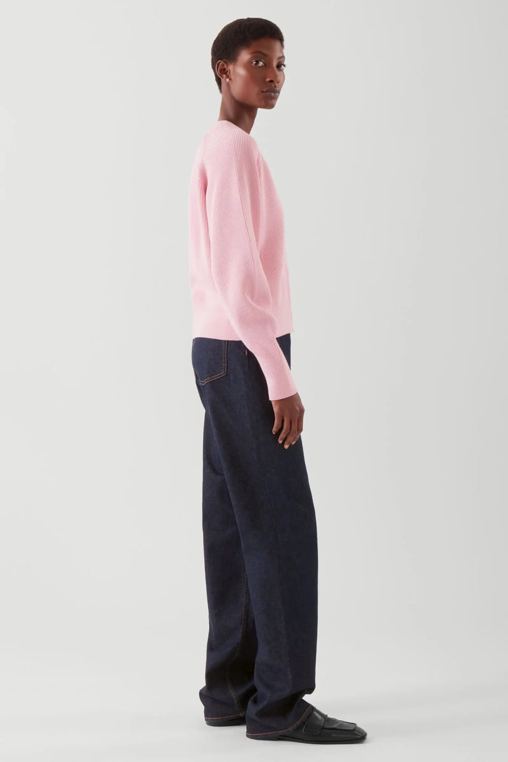 Casual V-neck Ribbed Bat-sleeve Cardigan for Women