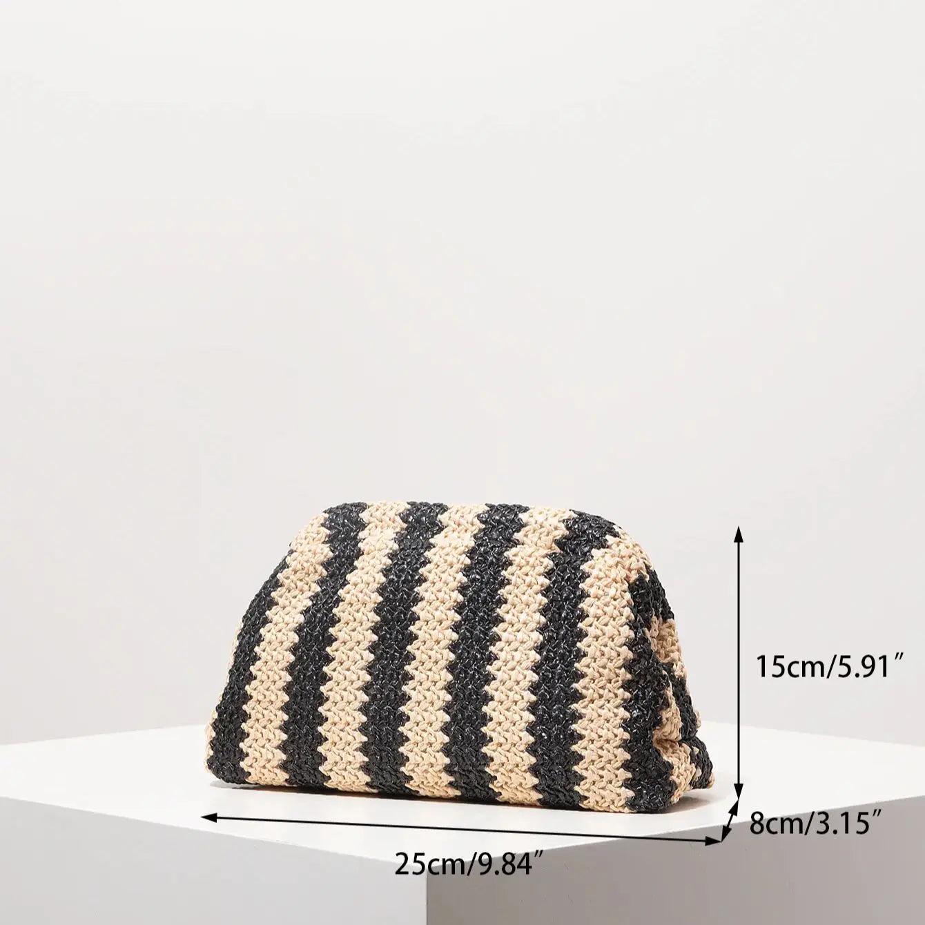 Striped Contrasting Color Knitted Ladies Clutch Bag
