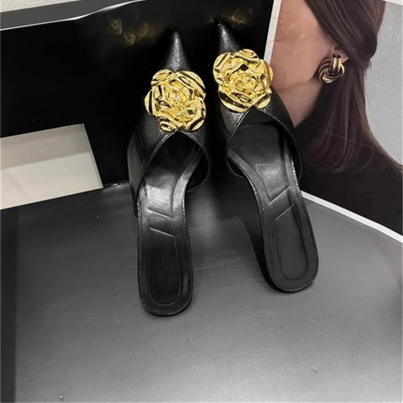 Women Flats Slippers Pointed Toe Elegant Mules