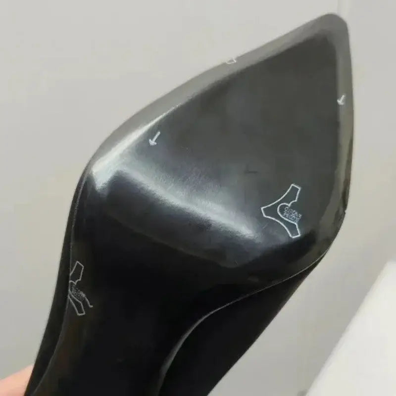 Metal Flower Pointed Toe High Heels Satin Shoes Pumps