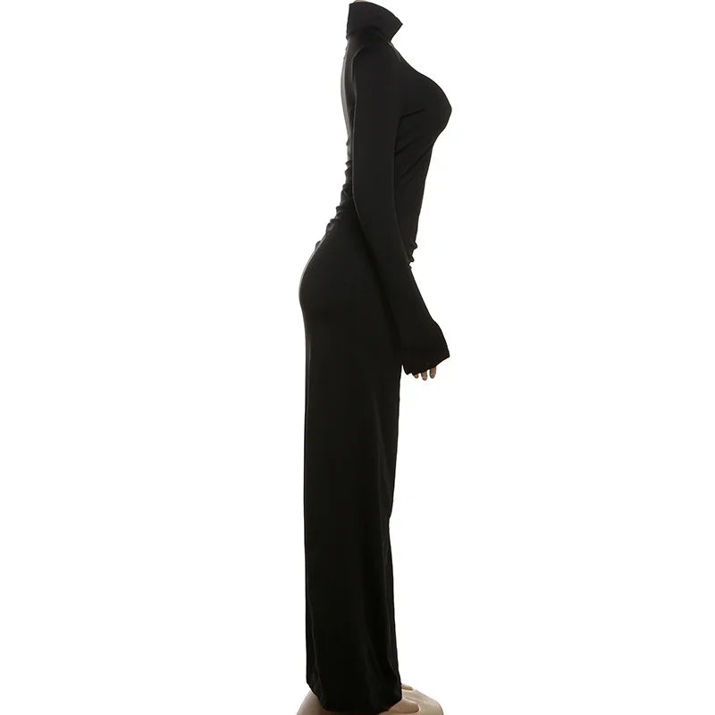 Turtleneck High Slit Maxi Dress For Women