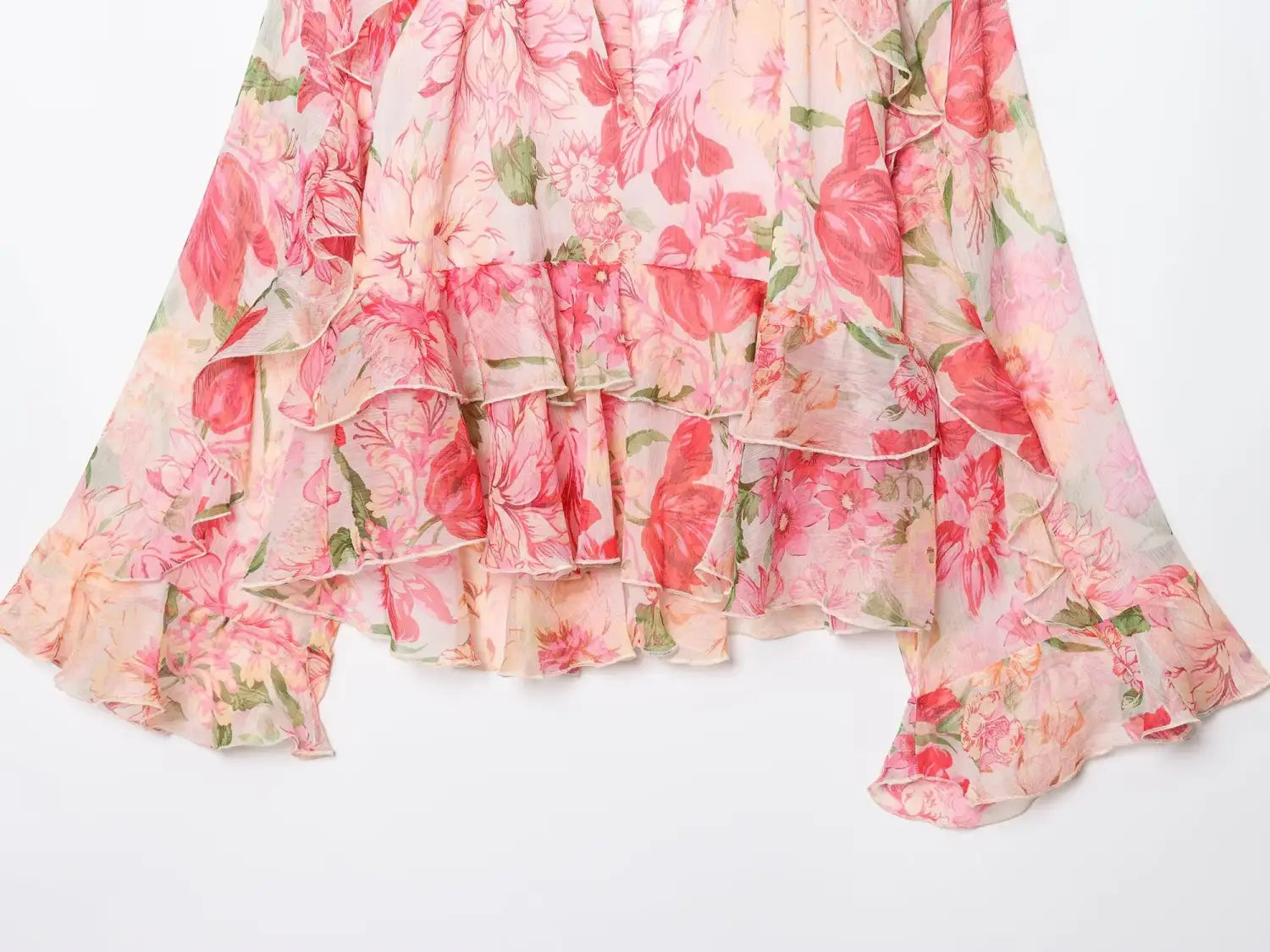 Women Blouse V-Neck Tiered Long Sleeve Loose Shirts Vintage Style