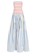 Bandeau Striped Print Sling Maxi Dress Summer Off The Shoulder - Norellé