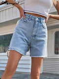 Blue Women's Denim Shorts Summer High Waist Casual Chic - Norellé