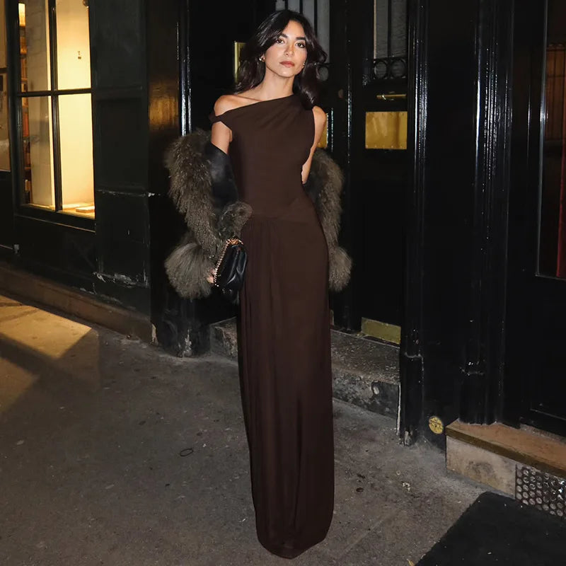 Off-shoulder Pleated Maxi Dress Women’s