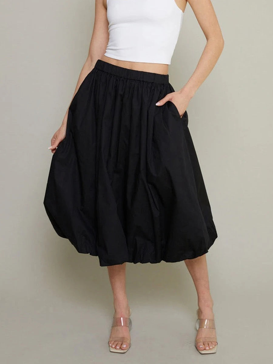 Bubble Skirt Women Elegant Elastic Waist