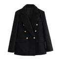 Women's Clothing Style Fashionable Versatile Texture Double breasted Mid length Suit Coat - Norellé