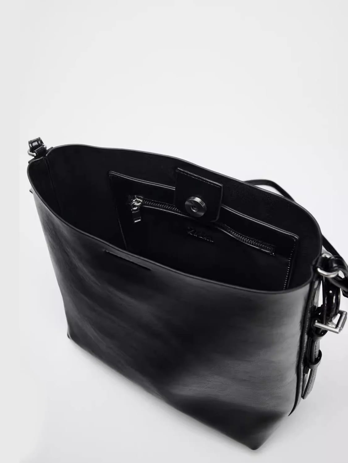 Simple Women’s Bag Black Double Strap Single Shoulder Atmospheric Handheld Crossbody Bucket