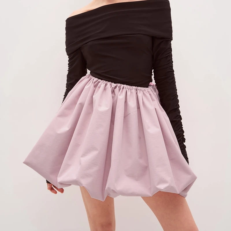 Vintage Loose Fitting Elastic Waist Short Skirt