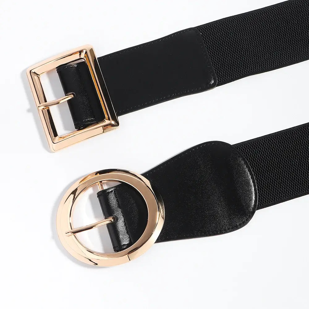 Simple Metal Pin Buckle Elastic Waist Belt