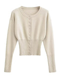 Autumn Fashion Knitwear Cardigan Top Women's Ribbed Patchwork - Norellé