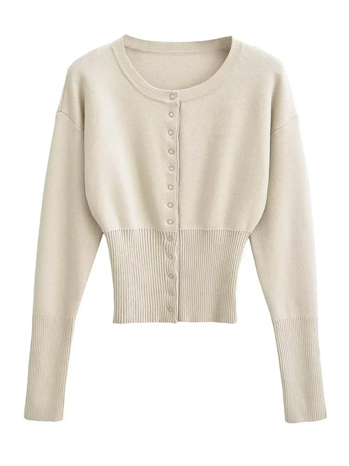 Autumn Fashion Knitwear Cardigan Top Women's Ribbed Patchwork - Norellé
