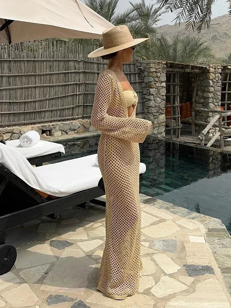 U-neck Bell Sleeve Knit Maxi Dress Summer - Norellé