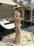 U-neck Bell Sleeve Knit Maxi Dress Summer - Norellé