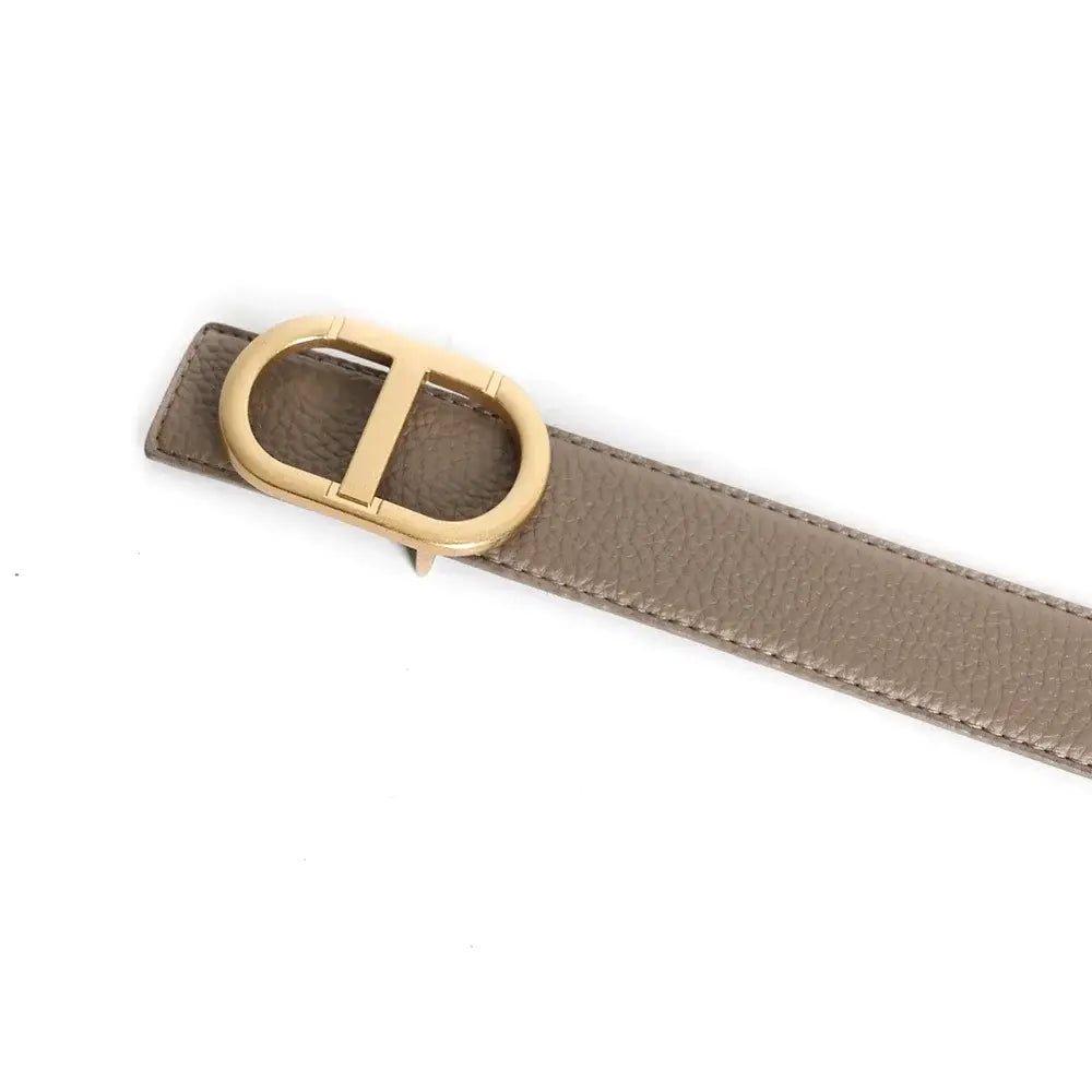 Grey Vintage T Buckle Belt Women Genuine Real Leather