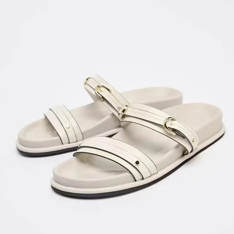 Buckle Flat Sandals For Women