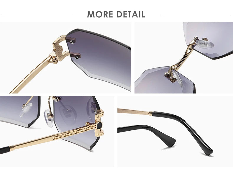 2pcs Women Rimless Polygon Sunglasses