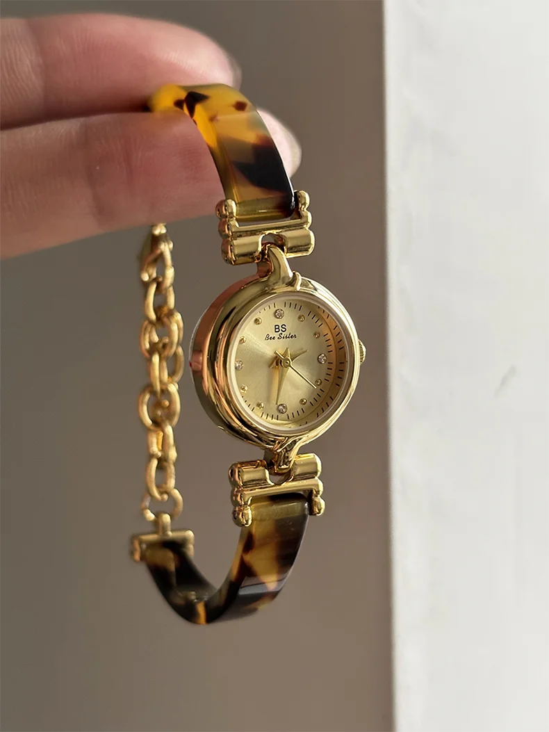 Women Watch Exquisite Amber Tortoiseshell Bracelet Quartz Wristwatch