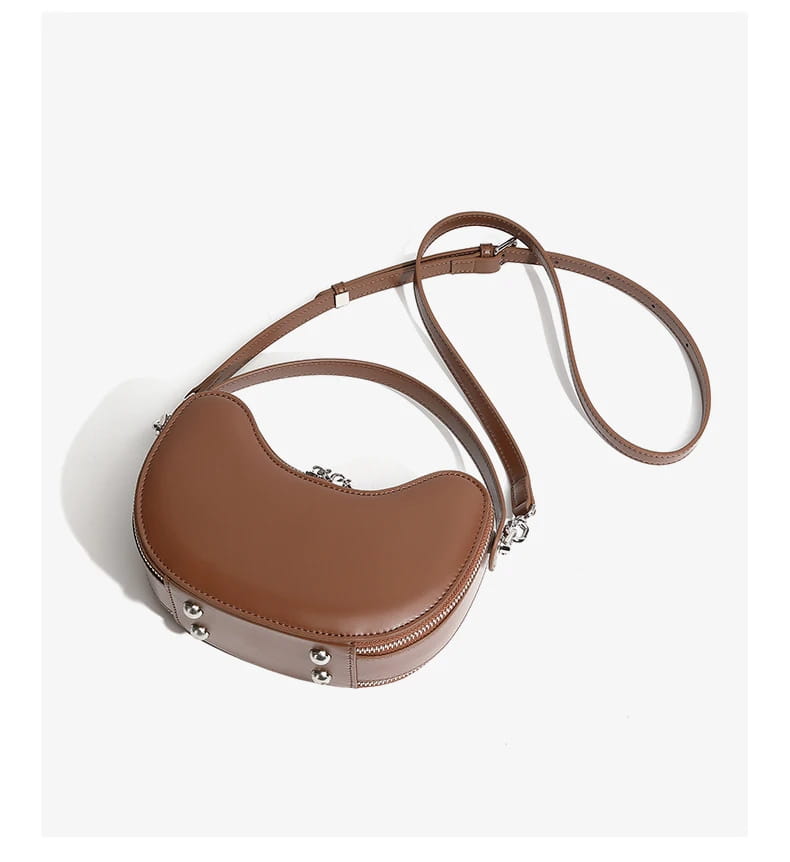 Vintage Genuine Leather Crescent Small Shoulder Crossbody Bags For Women