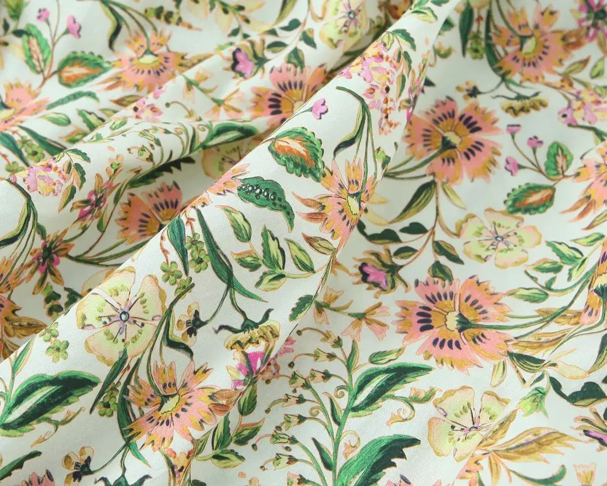 Women Floral Print Midi Dress with Belt