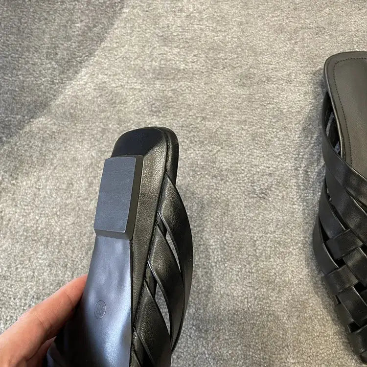 Pointed Toe Genuine Leather Slippers Women