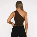 One-Shoulder Bead Link Ruched Tank Top
