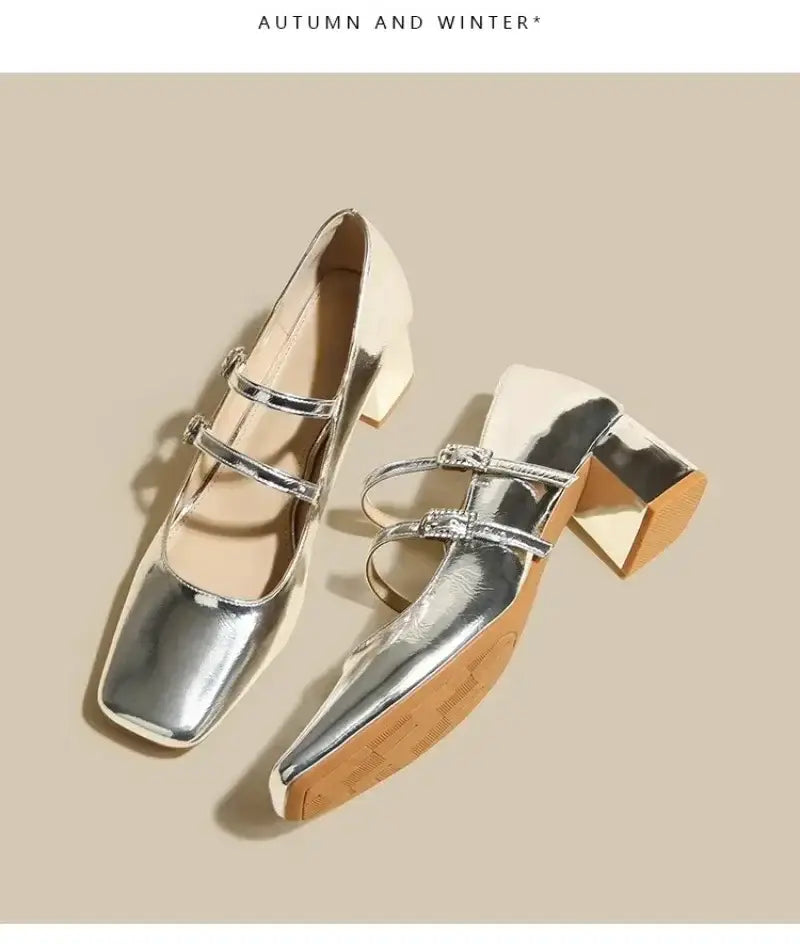 Square Toe Solid PU Women’s High Heels