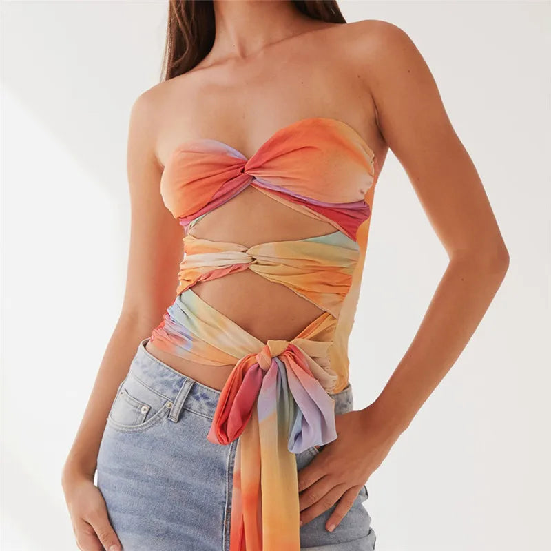 Women Ruched Tube Top