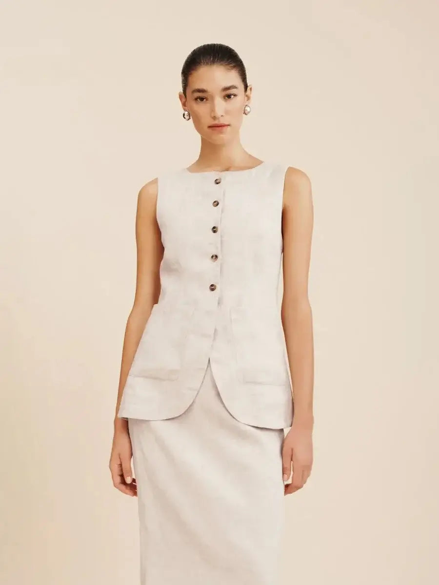 Women’s Sleeveless Vest High Waisted Skirt 2-Piece Set