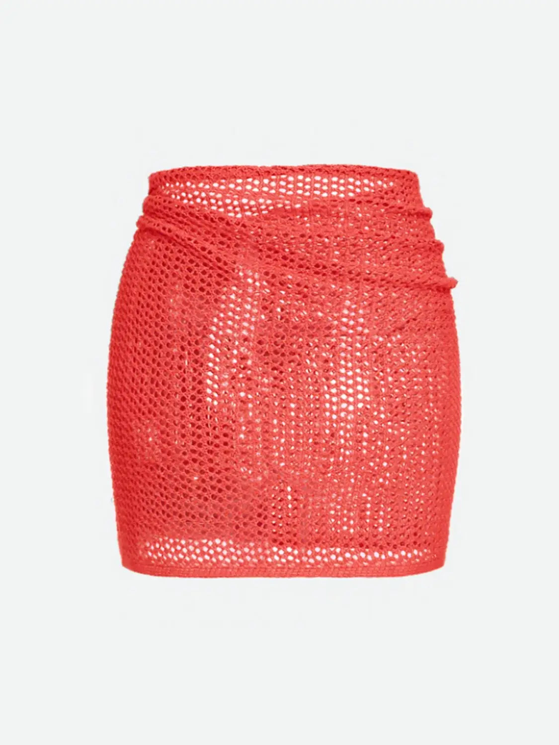 Women’s Knitted Short Skirt with Hollow Straps and Slit Beach Cover Up