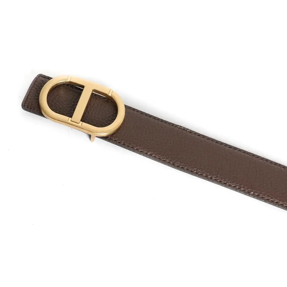 Grey Vintage T Buckle Belt Women Genuine Real Leather