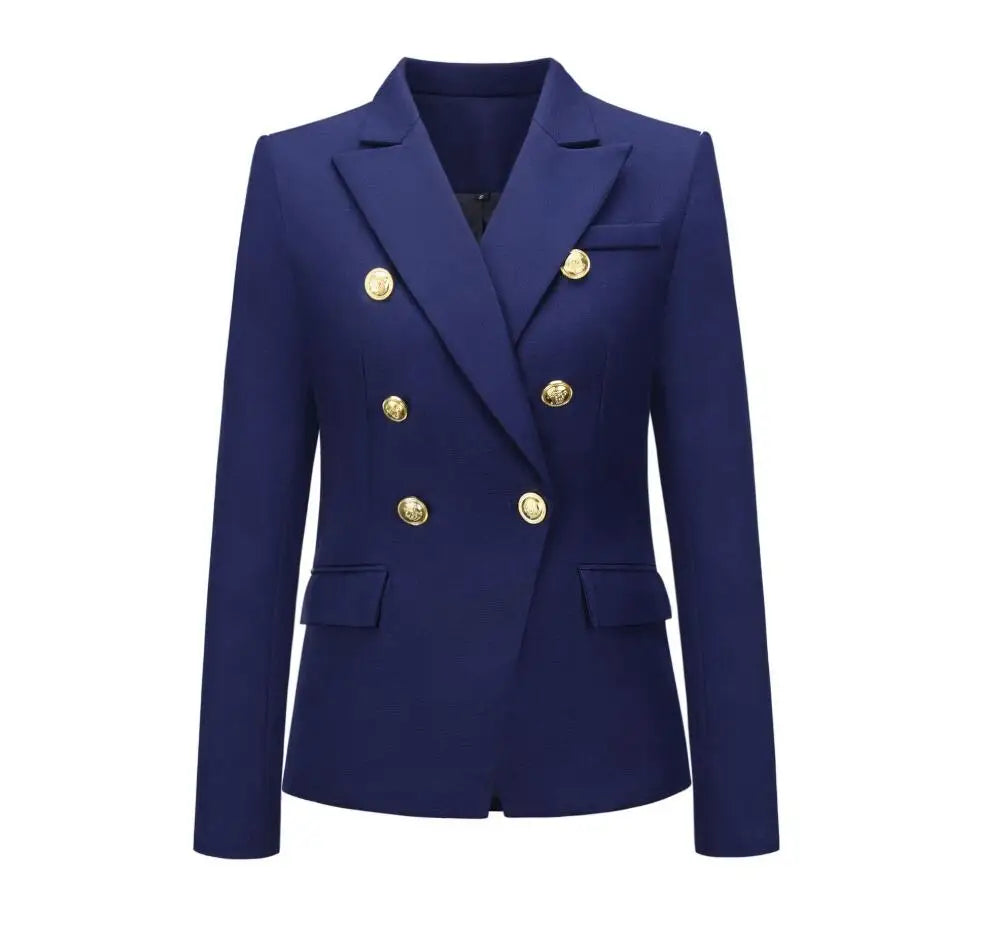 Casual Long Sleeve Turn-down Collar Double Breasted Jacket For Women