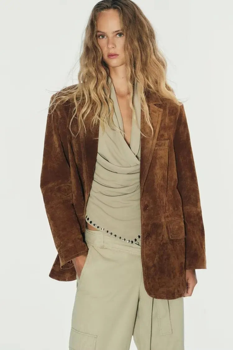 Faux Suede Vintage Jacket Coats For Women