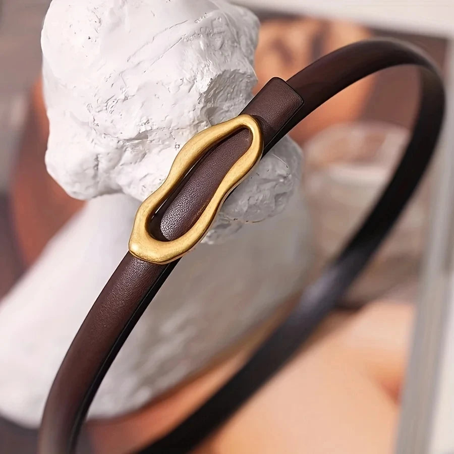 Retro Gold Buckle Genuine Leather Belt for Women