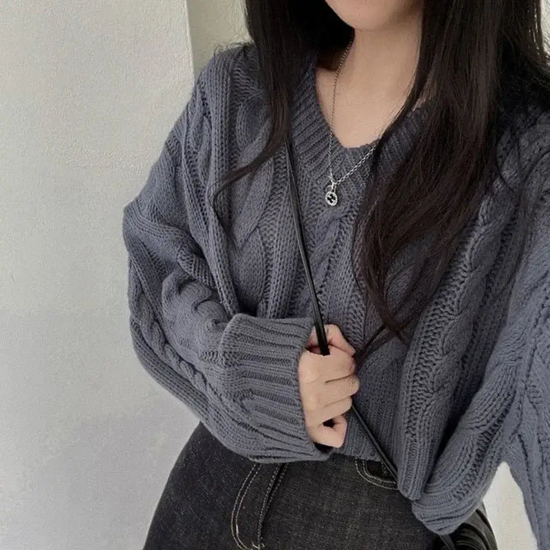 V-neck Short Sweater Casual