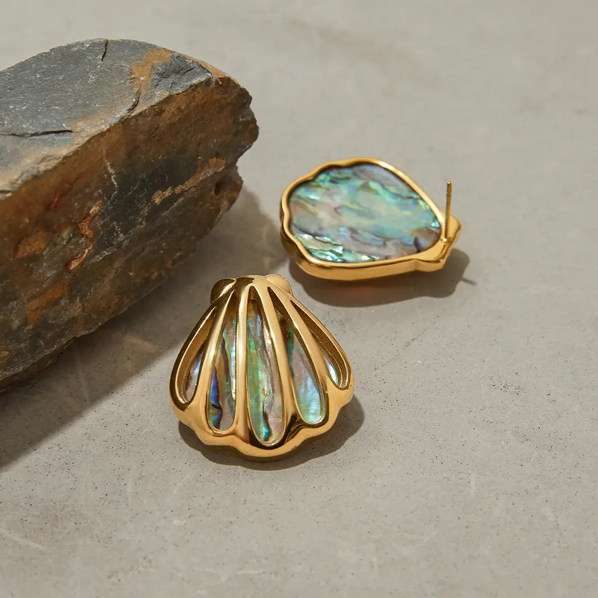 Ocean Shell Colored Abalone Earrings Stainless Steel