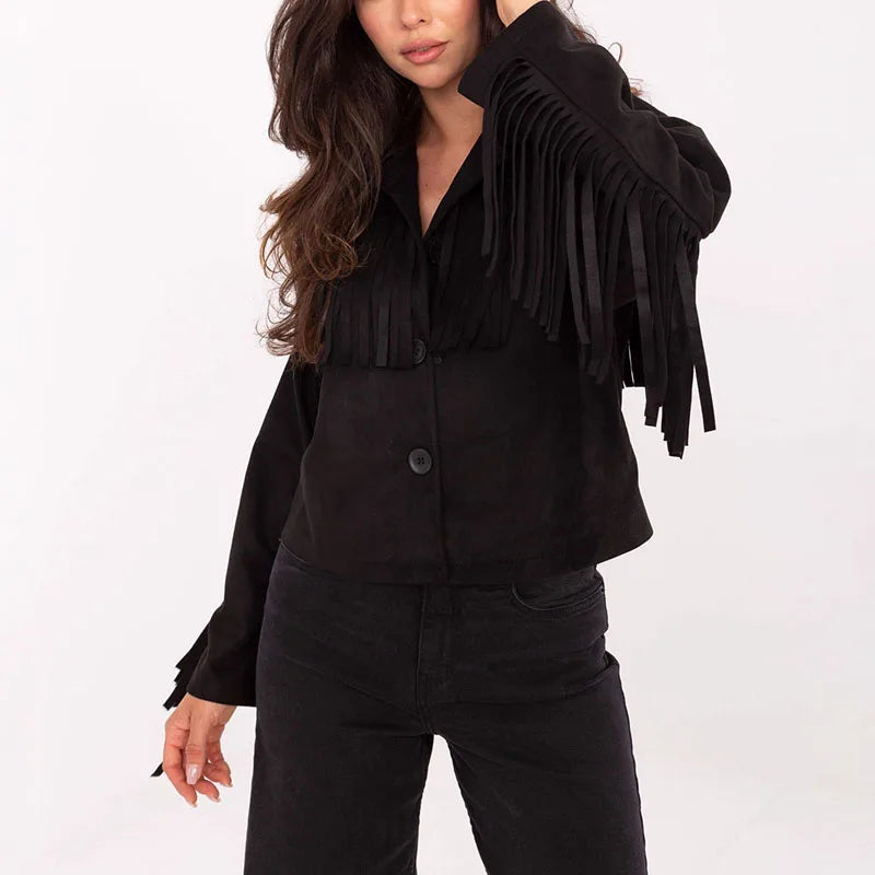 Single Breasted Tassel Women Jackets Vintage