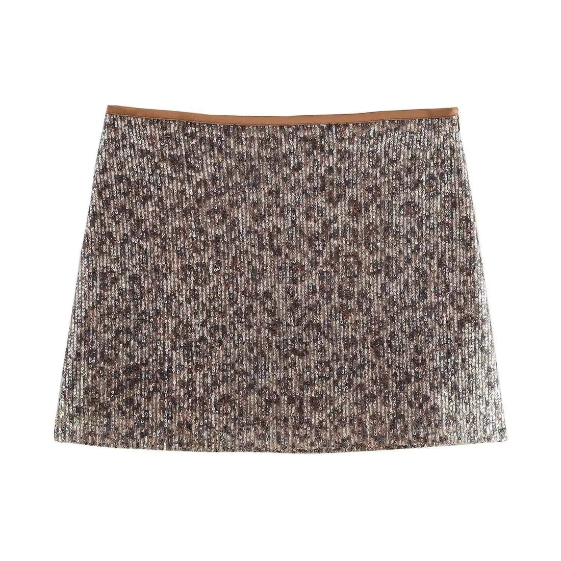 Women's Slim Fit Sequin Inlaid High Waisted Mini Skirt