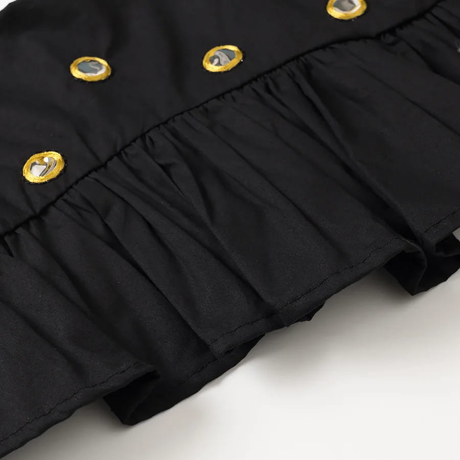 Women Metal Hollow Pleated Suspender Skirt Suit