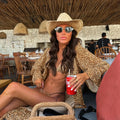 3 Pieces Leopard Bikini Swimsuit with Cover Up  Swimwear Women - Norellé