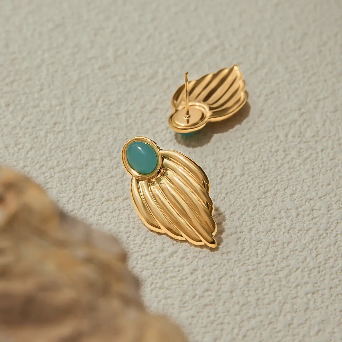 Blue Stone Stainless Steel Earrings